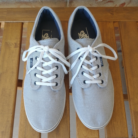 Vans Off The Wall Sneakers Women's Size 10 Lace Striped White Gray Black Shoes - Picture 4 of 10